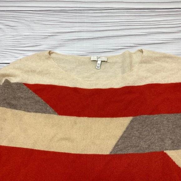 Joie Cashmere Broken Stripe Cream Red Sweater - Picture 6 of 14
